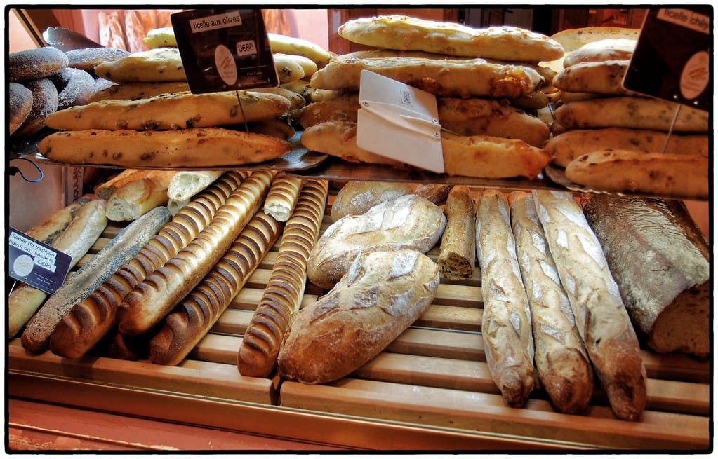 Freshly baked French baguettes