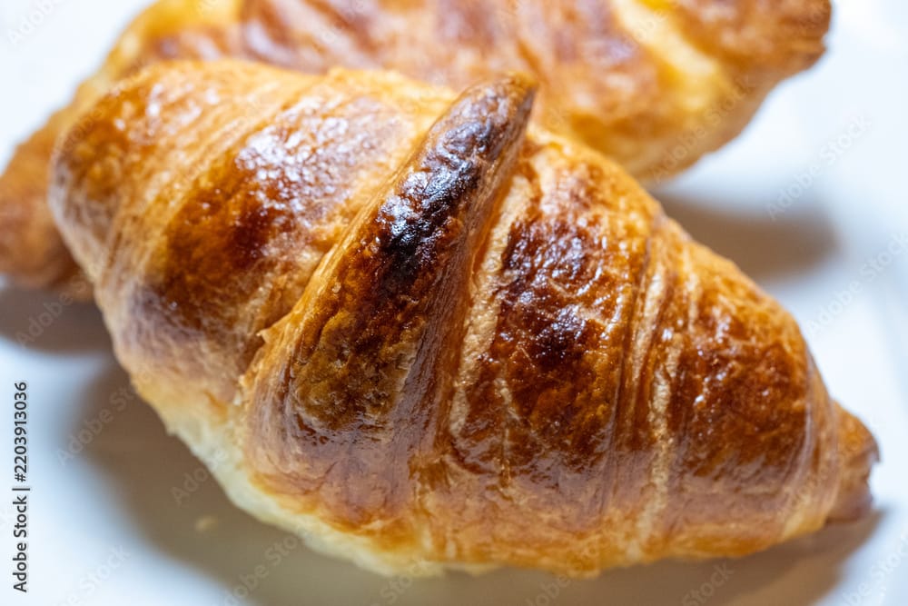 Golden flaky butter croissant