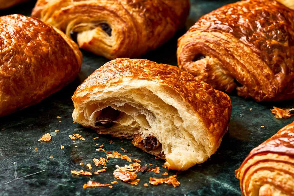 Pain au chocolat with dark chocolate batons